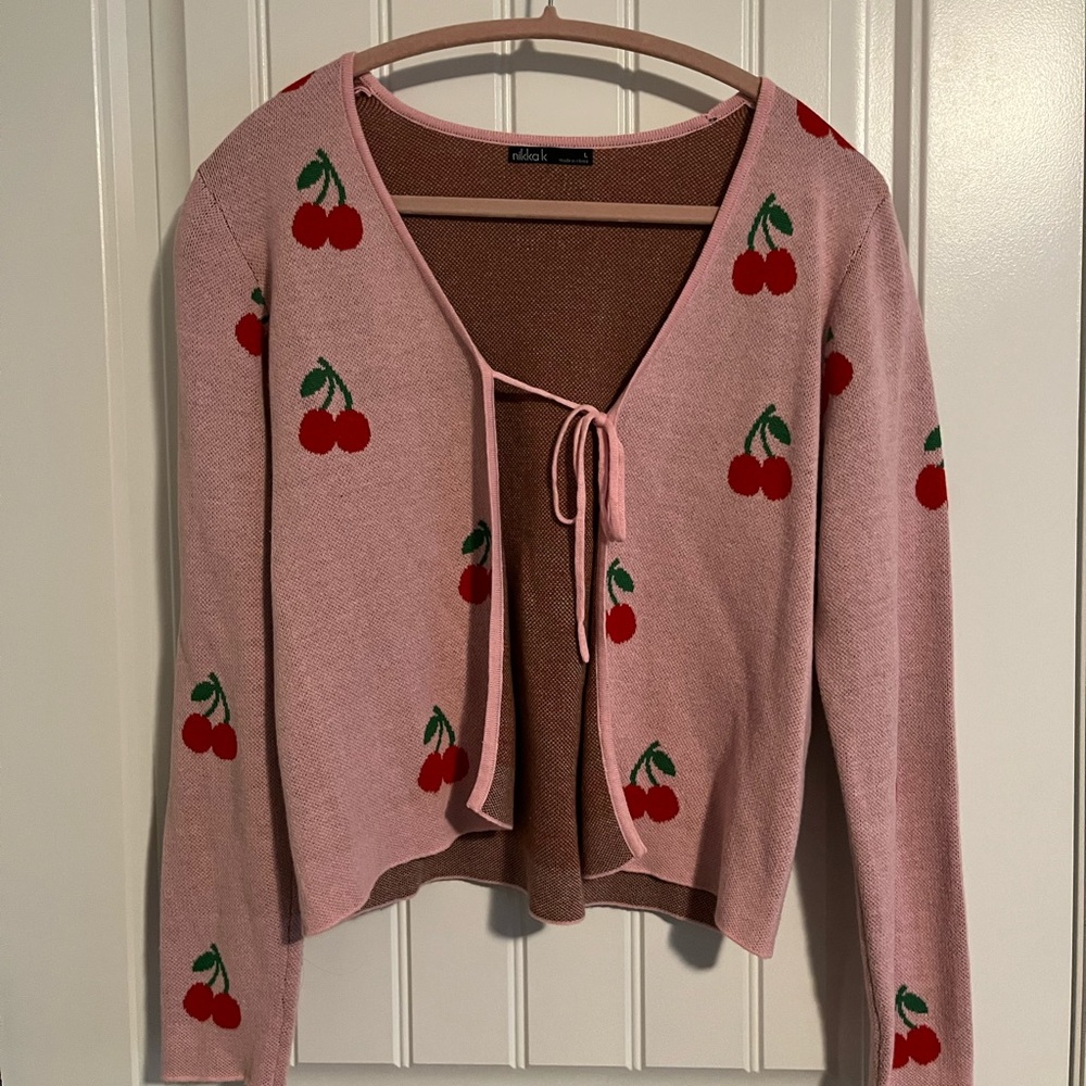 Pink cherry cardigan